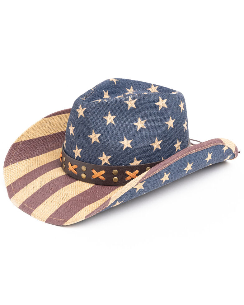 Cody James Men's O Uncle Sam Jute Straw Western Hat , Black, hi-res