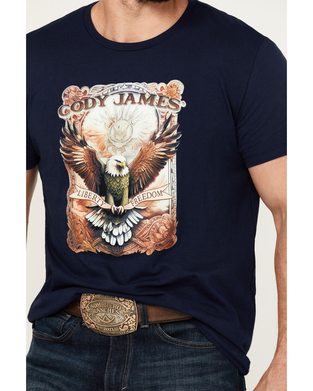 Image #3 - Cody James Men's Liberty Death Short Sleeve Graphic T-Shirt, Navy, hi-res