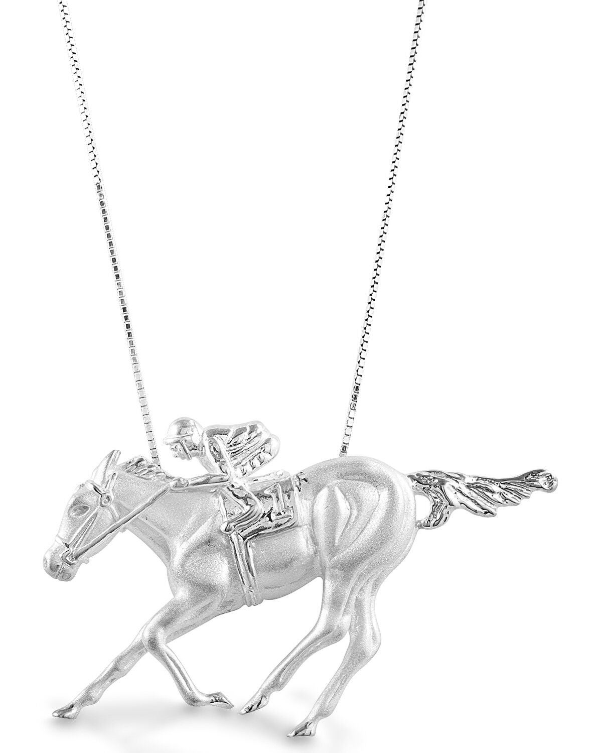 Image #1 - Kelly Herd Women's Race Horse & Jockey Necklace, Silver, hi-res