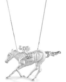 Kelly Herd Women's Race Horse & Jockey Necklace, Silver, hi-res