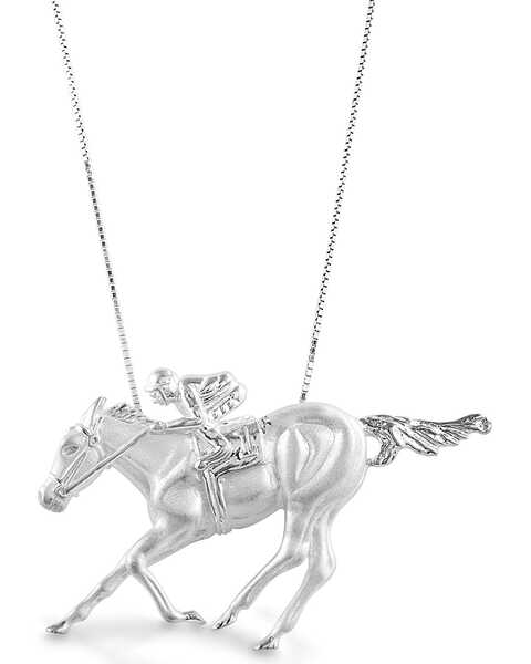 Image #1 -  Kelly Herd Women's Race Horse & Jockey Necklace, Silver, hi-res