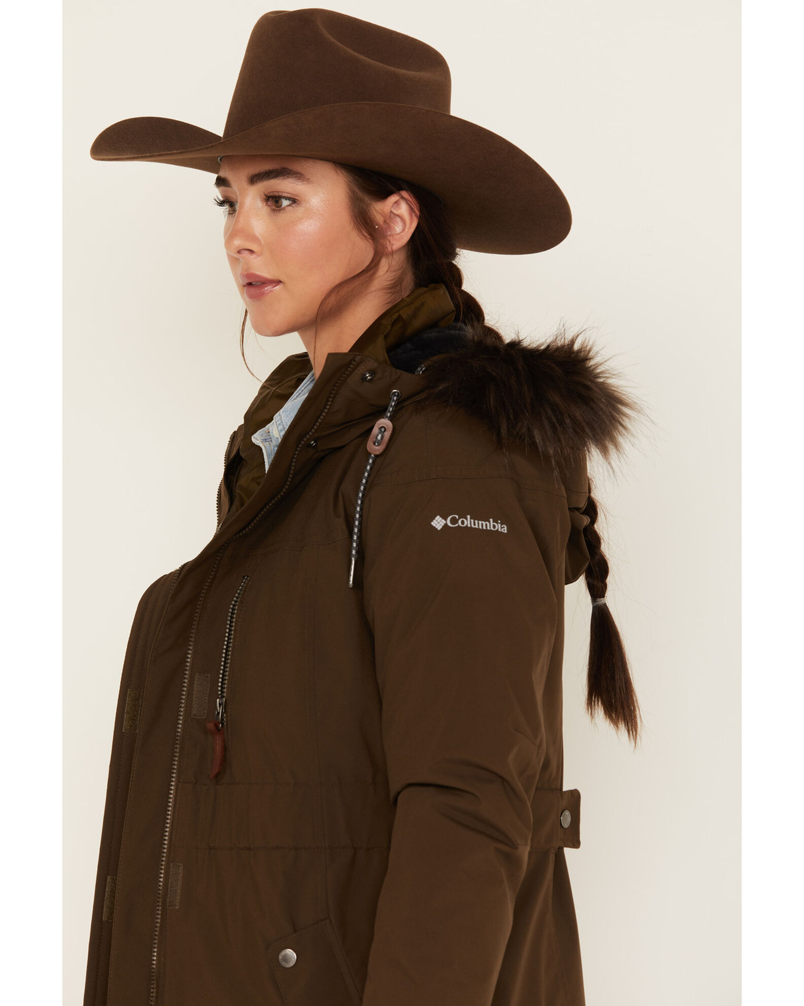 Image #2 - Columbia Women's Payton Faux Fur Interchange Omni-Tech Jacket, Olive, hi-res