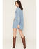 Image #4 - Blue B Women's Medium Wash Western Print Denim Shirt Mini Dress, Medium Wash, hi-res