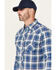 Image #2 - Cody James Men's FR Plaid Print Long Sleeve Pearl Snap Flannel Work Shirt, Navy, hi-res