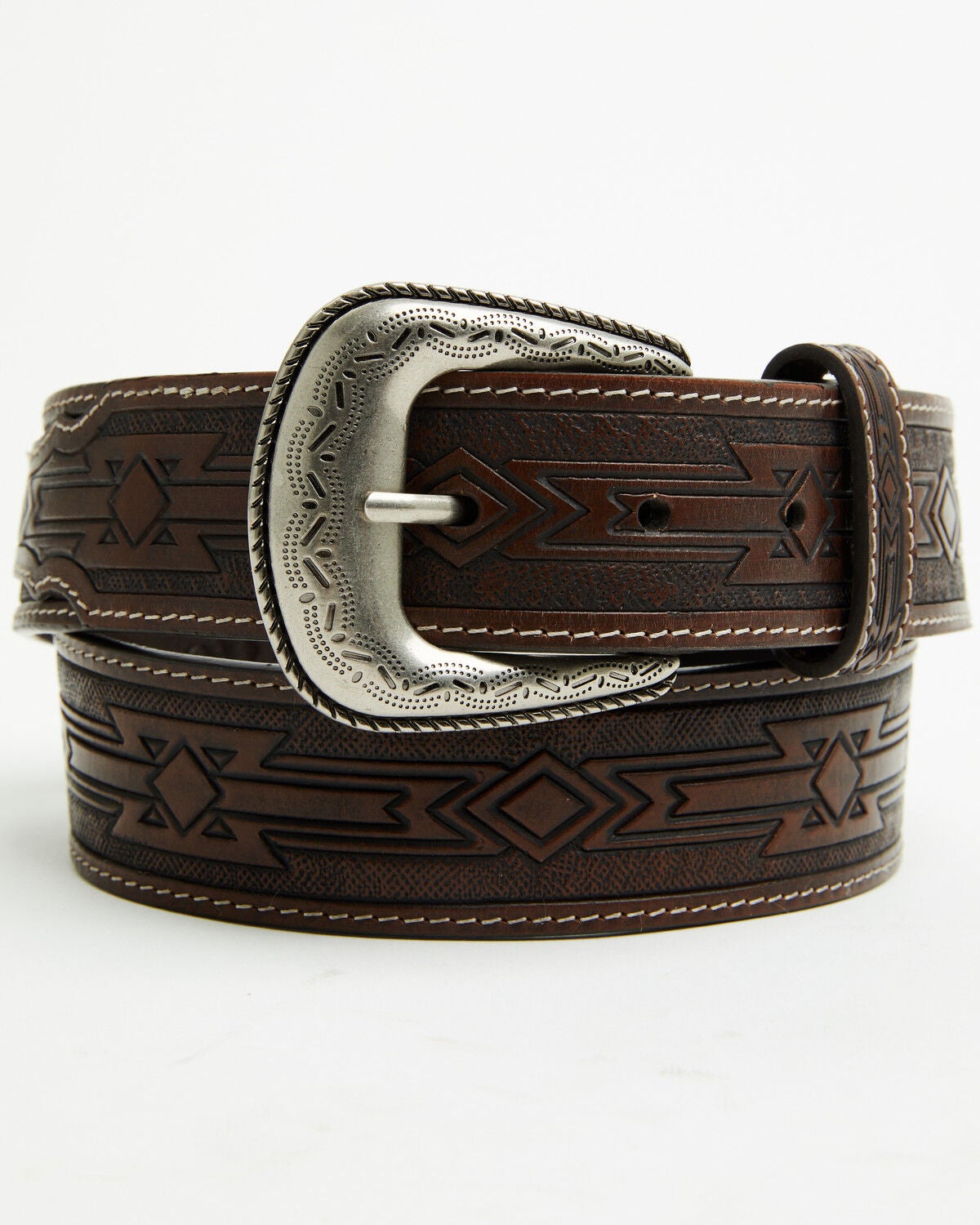 Image #1 - Cody James Men's Ridge Southwestern Leather Belt, Dark Brown, hi-res