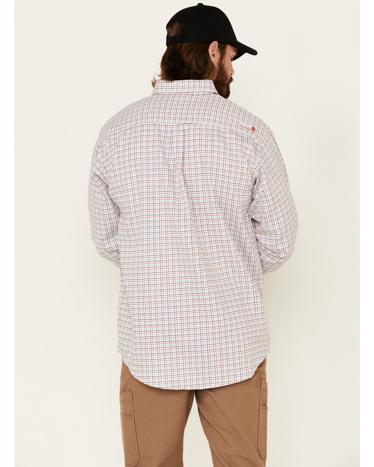 Image #4 - Ariat Men's FR Tattersall Plaid Print Long Sleeve Button-Down Work Shirt - Tall, White, hi-res