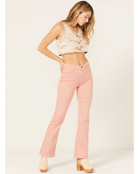 Sneak Peek Women's High-Rise Slim Bootcut Jeans, Pink, hi-res