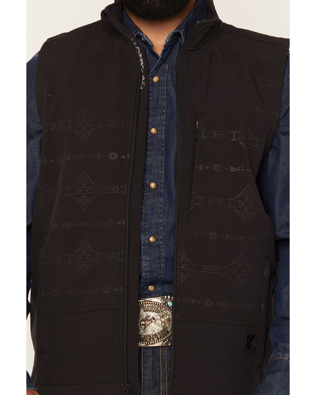 Image #3 - RANK 45&reg; Men's Lariat Southwestern Print Softshell Vest, Black, hi-res