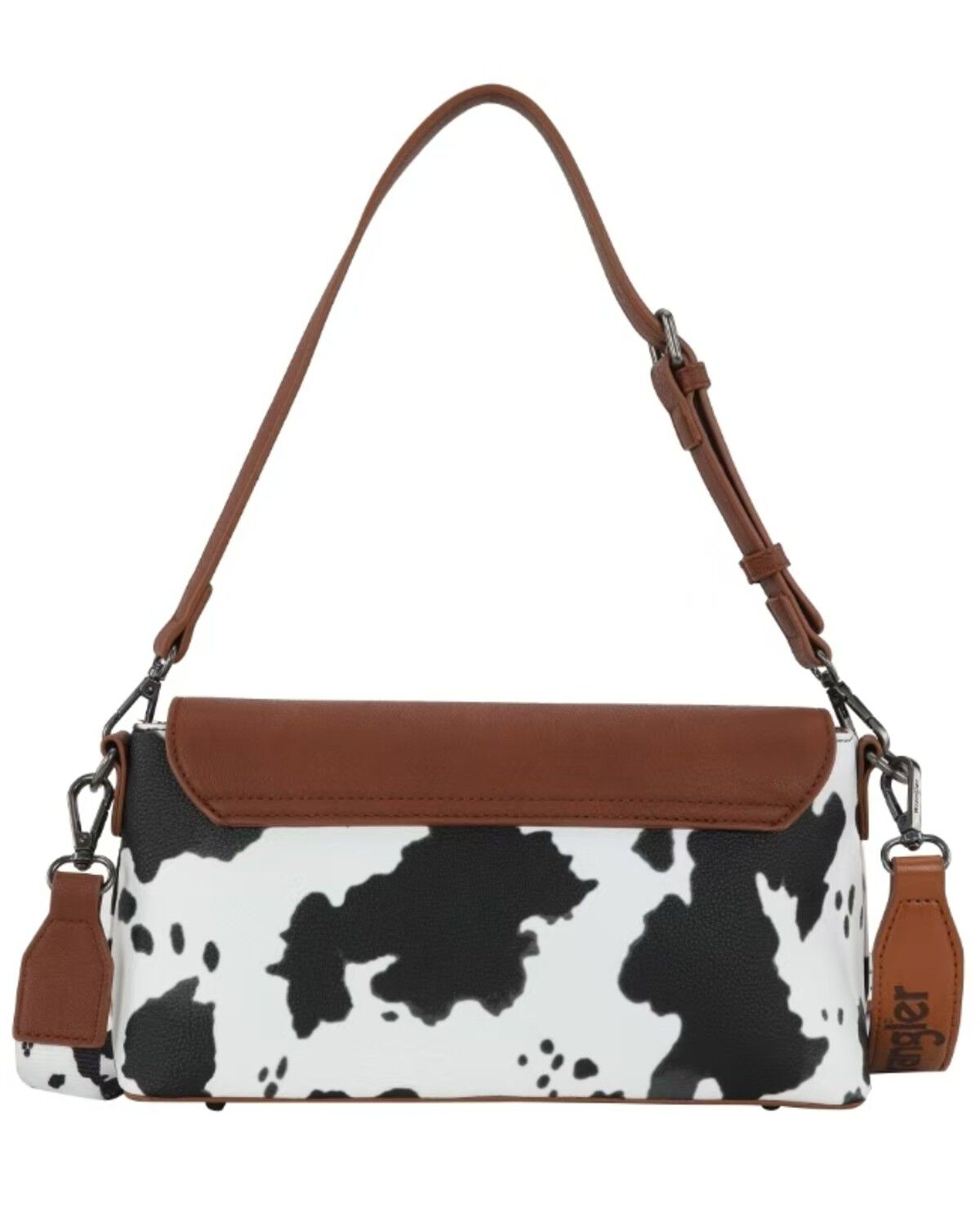 Image #3 - Wrangler Women's Boot Barn Exclusive Daisy Cow Print Flap Shoulder Bag, Brown, hi-res