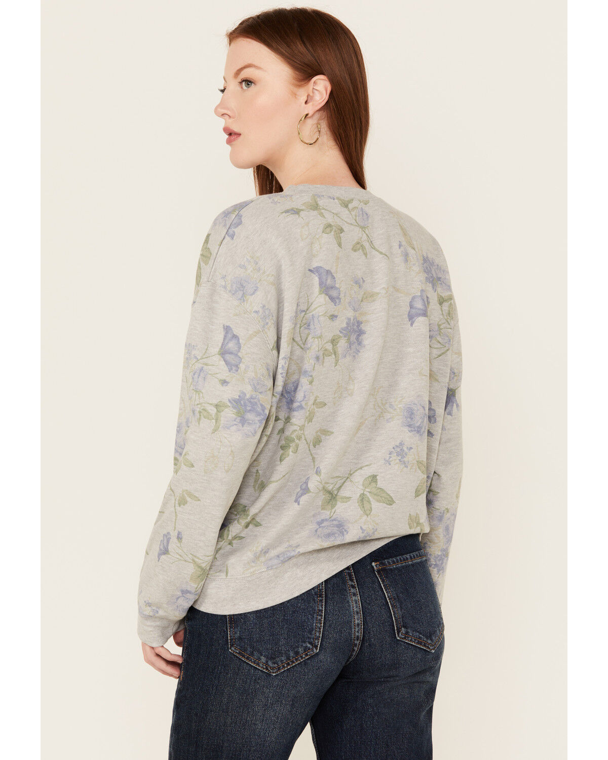 Image #4 - Originality Women's Nashville Floral Print Long Sleeve Shirt, Grey, hi-res