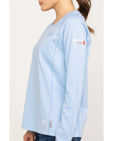 Image #3 - Ariat Women's FR Air Crew Long Sleeve Work Shirt, Blue, hi-res