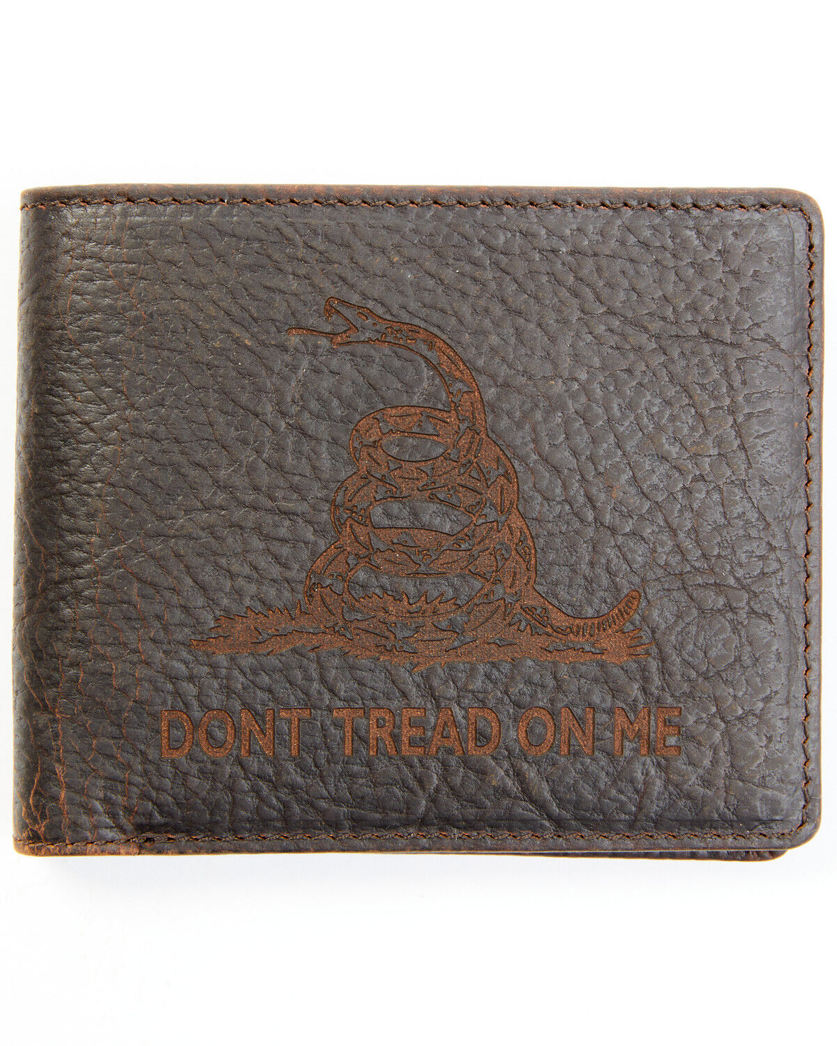 Image #1 - Cody James Men's Brown Don't Tread on Me Bifold Wallet, Dark Brown, hi-res