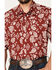 Image #3 - Roper Men's Floral Print Short Sleeve Pearl Snap Western Shirt, Red, hi-res