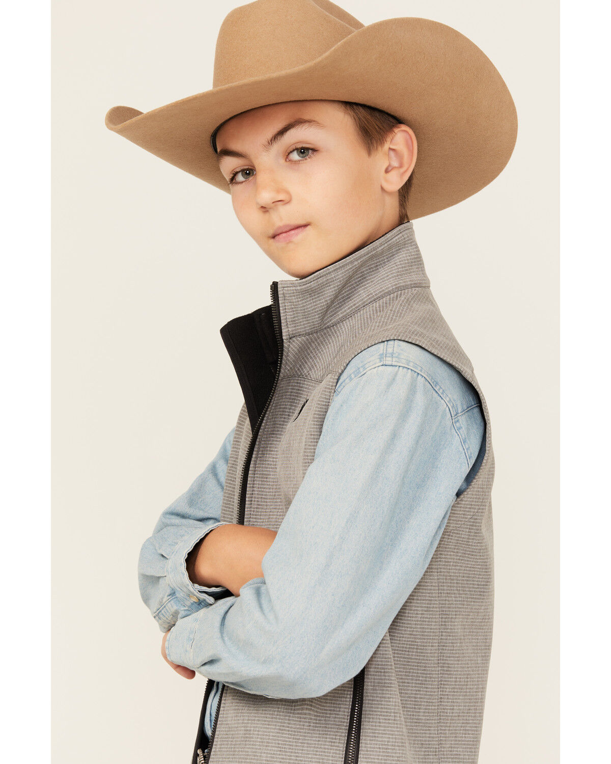 Image #2 - Cinch Boys' Bonded Vest, Grey, hi-res
