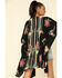 Angie Women's Black Floral Border Print Kimono , Black, hi-res