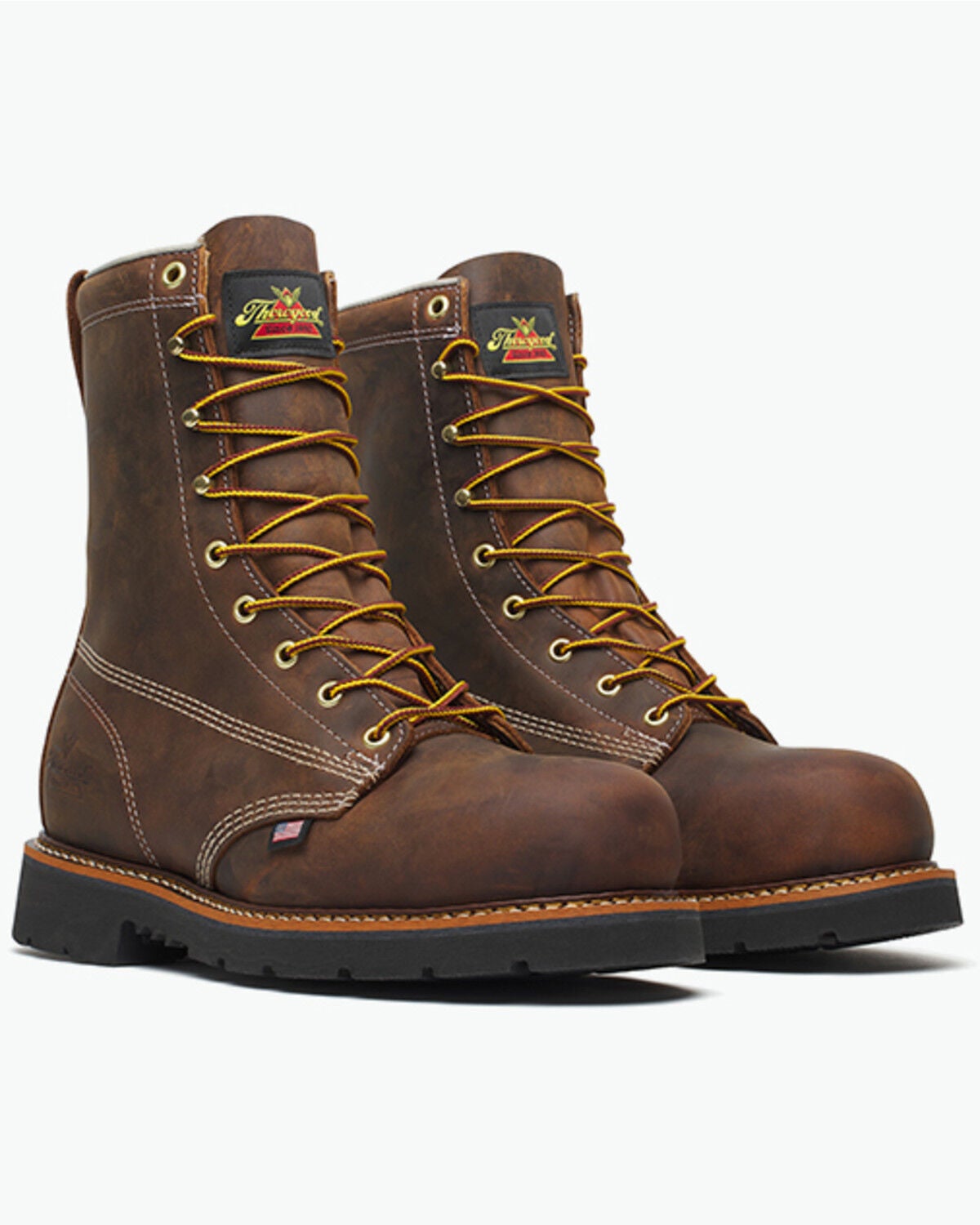 Thorogood Men's 8" American Heritage Lace-Up Work Boots - Steel Toe, Brown, hi-res