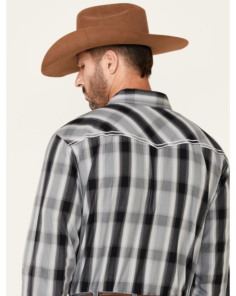 Cowboy Hardware Men's Hombre Large Plaid Long Sleeve Snap Western Shirt , Black, hi-res