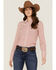 Image #1 - Stetson Women's Floral Print Long Sleeve Pearl Snap Western Shirt, Red, hi-res