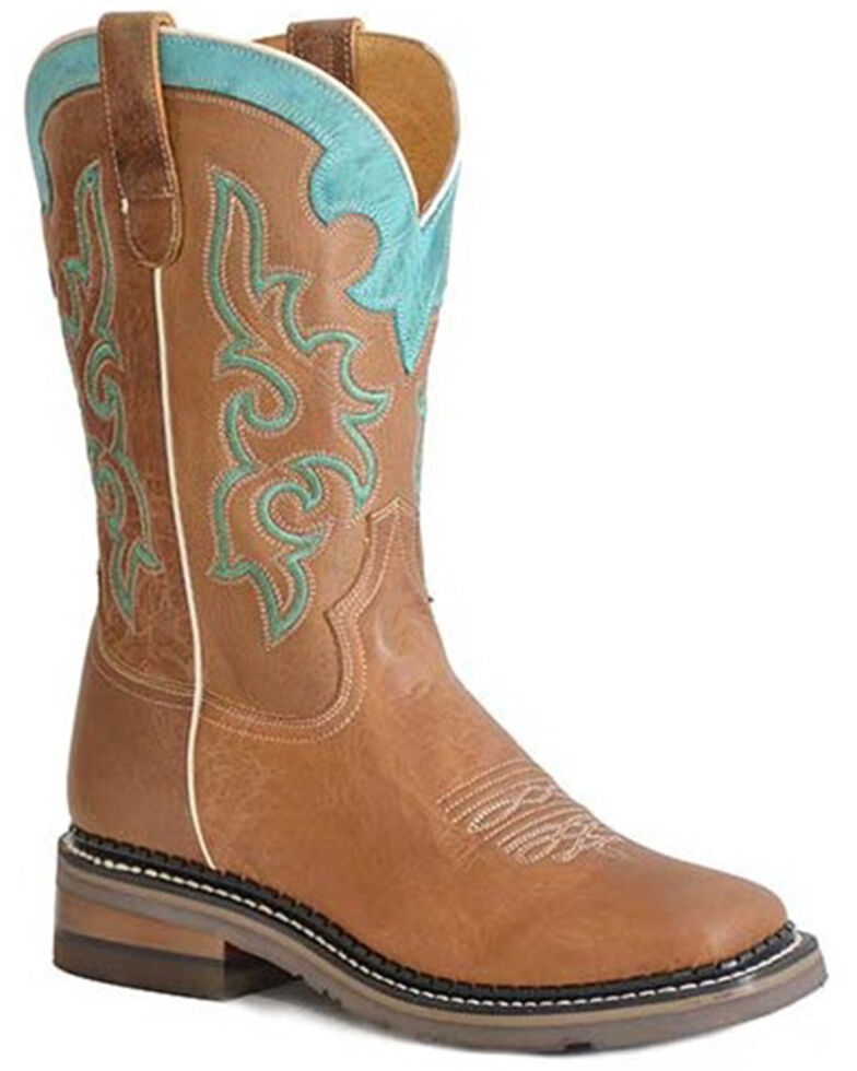 Roper Women's Work it Out Embroidered Wide Calf Western Boots - Square Toe, Brown, hi-res