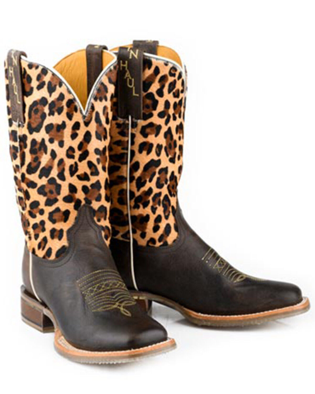 Image #1 - Tin Haul Women's Wild Cat Western Boots - Broad Square Toe, Brown, hi-res