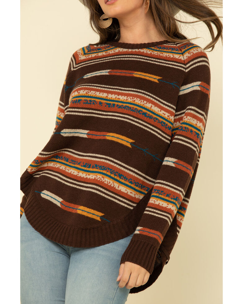 Cotton & Rye Outfitters Women’s Navajo Round Hem Sweater, Brown, hi-res