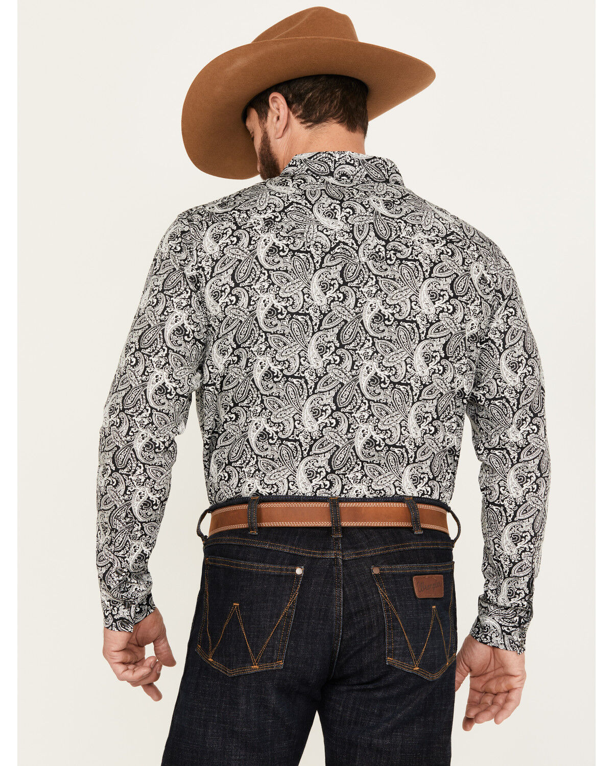 Image #4 - Cody James Men's Mamba Paisley Print Long Sleeve Western Snap Shirt, Black, hi-res
