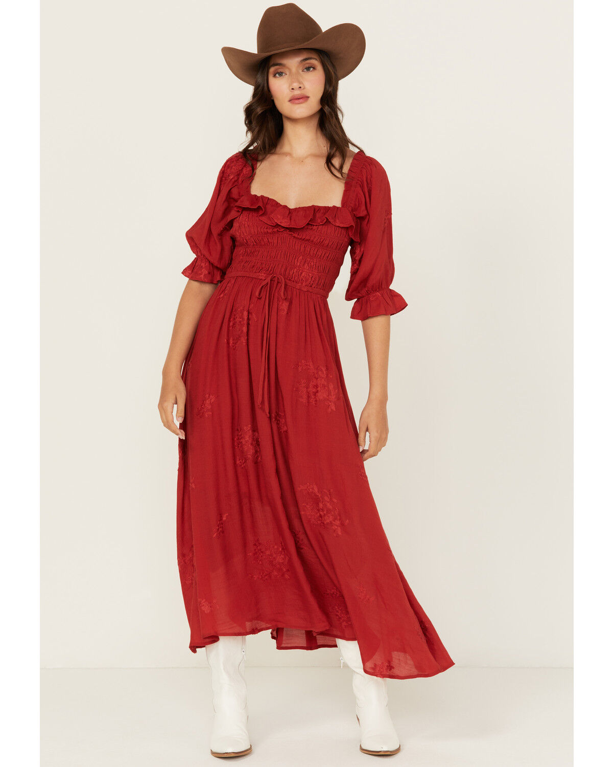 Image #1 - Wild Moss Women's Embroidered Half Sleeve Maxi Dress, , hi-res