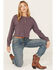 Image #1 - Cleo + Wolf Women's Boxy Boyfriend Long Sleeve Henley Shirt, Violet, hi-res