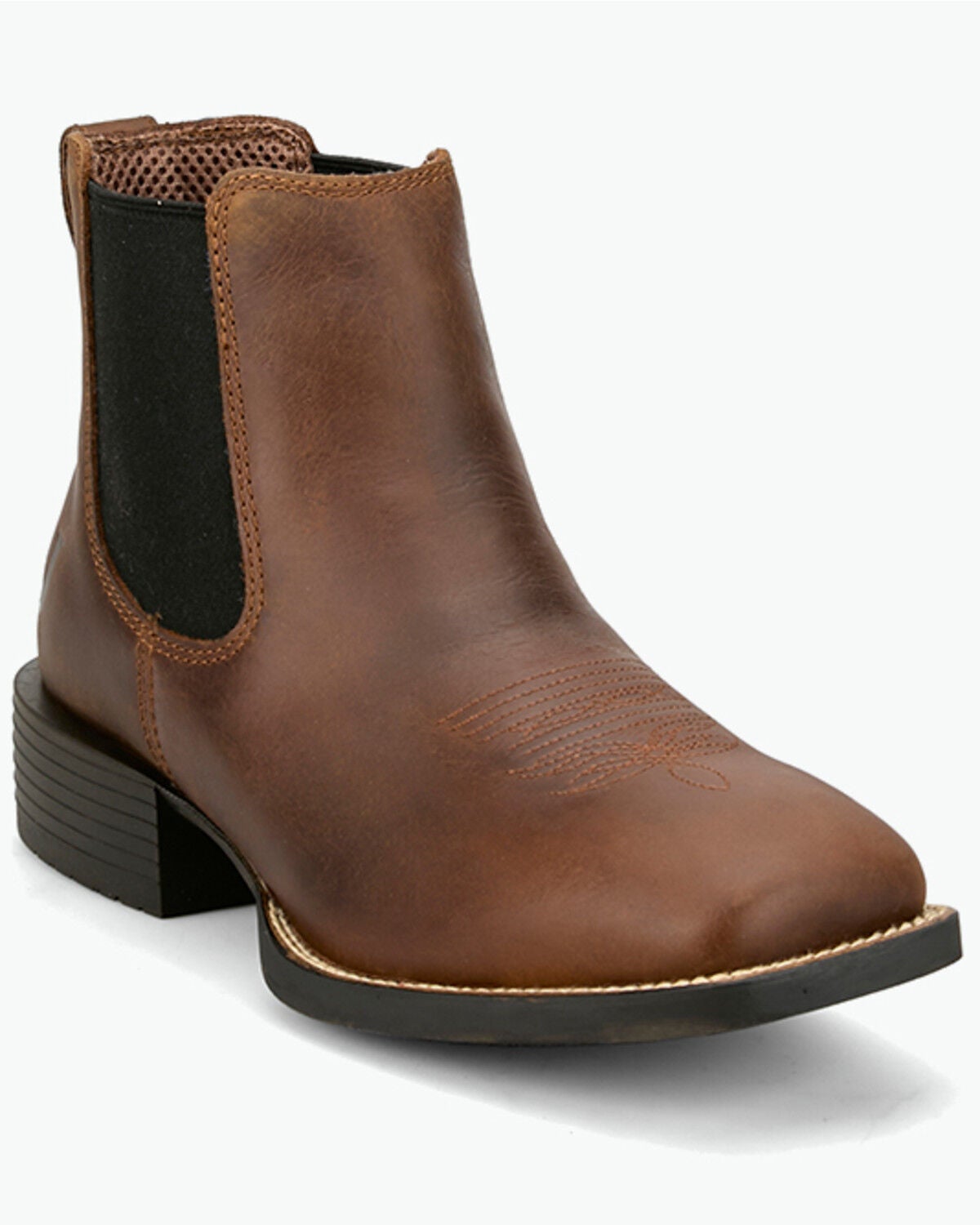 Image #1 - Justin Men's Norman Chelsea Boots - Broad Square Toe, Brown, hi-res