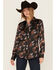Image #1 - Rock & Roll Denim Women's Horse Print Fringe Long Sleeve Snap Stretch Western Shirt, Black, hi-res