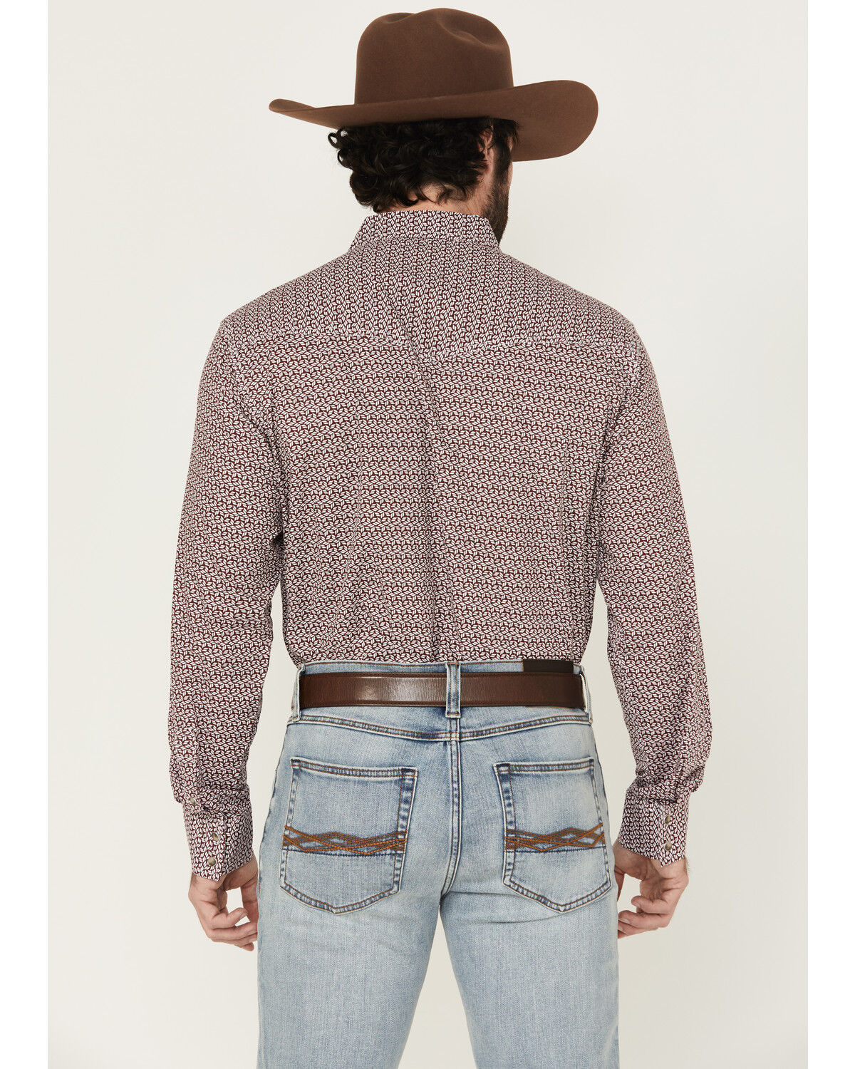 Image #4 - Wrangler Men's 20x Geo Print Long Sleeve Snap Stretch Western Shirt - Tall, Wine, hi-res