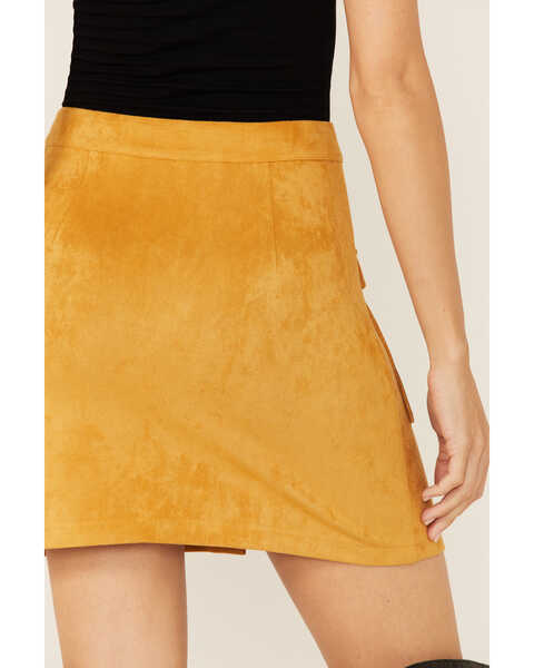 Image #3 - Flying Tomato Women's Tan Button Front Fringe Pocket Mini Skirt, , hi-res