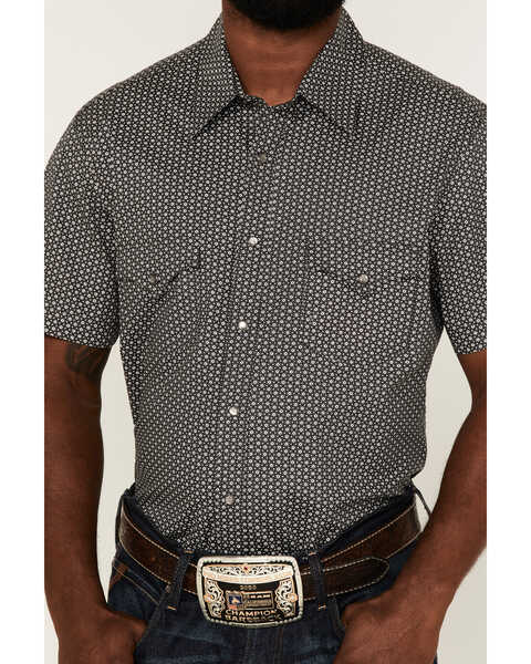 Image #3 - Rock & Roll Denim Men's Geo Print Short Sleeve Snap Western Shirt , Black, hi-res