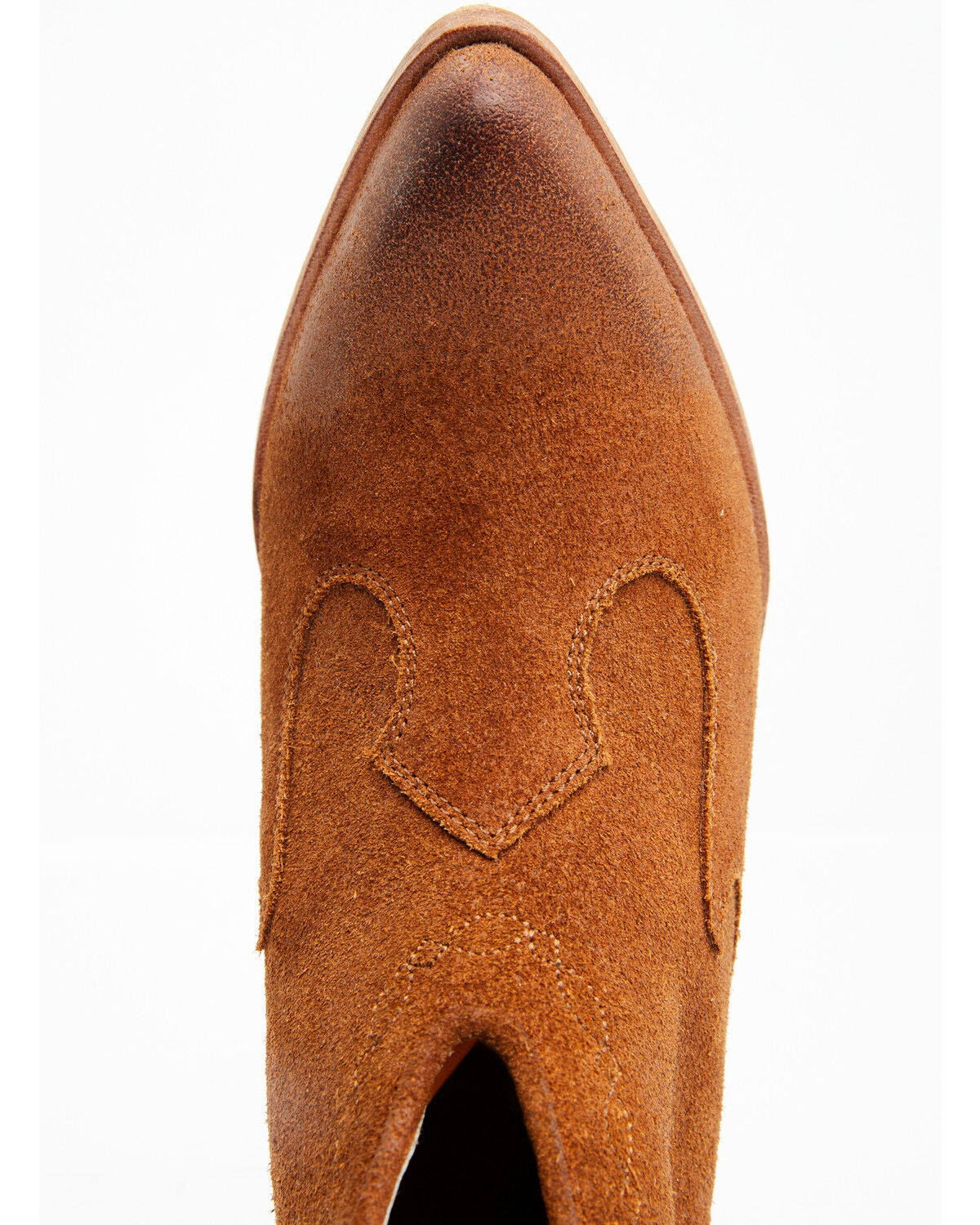 Image #6 - Shyanne Women's Jodi Suede Leather Booties - Round Toe, Cognac, hi-res