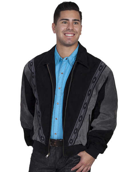 Image #1 - Scully Men's Boar Suede Leather Arena Jacket, Grey, hi-res