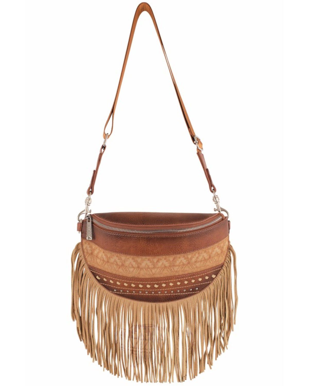 Red Dirt Hat Women's Fringe Sling Crossbody Bag, Brown, hi-res