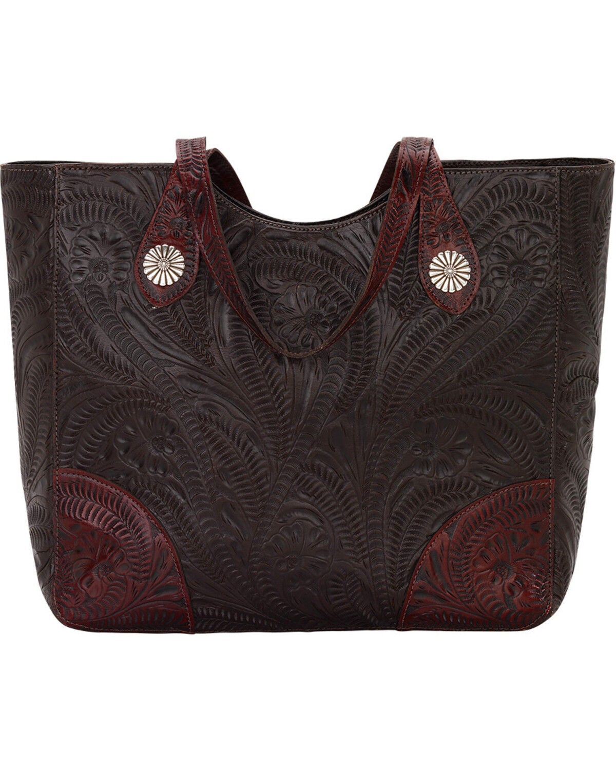 American West Women's Annie's Secret Collection Large Zip Top Tote, Chocolate, hi-res