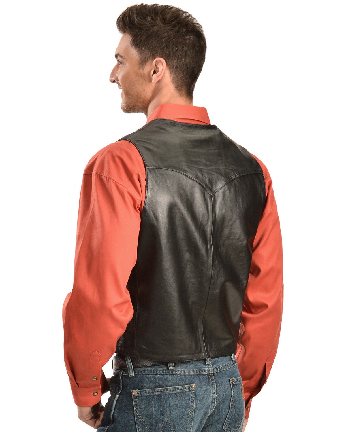 Image #5 - Scully Men's Lamb Leather Western Vest - Tall, Black, hi-res