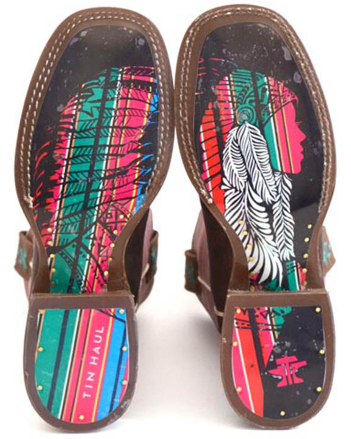 Image #2 - Tin Haul Women's Azteca Western Boots - Broad Square Toe, Brown, hi-res