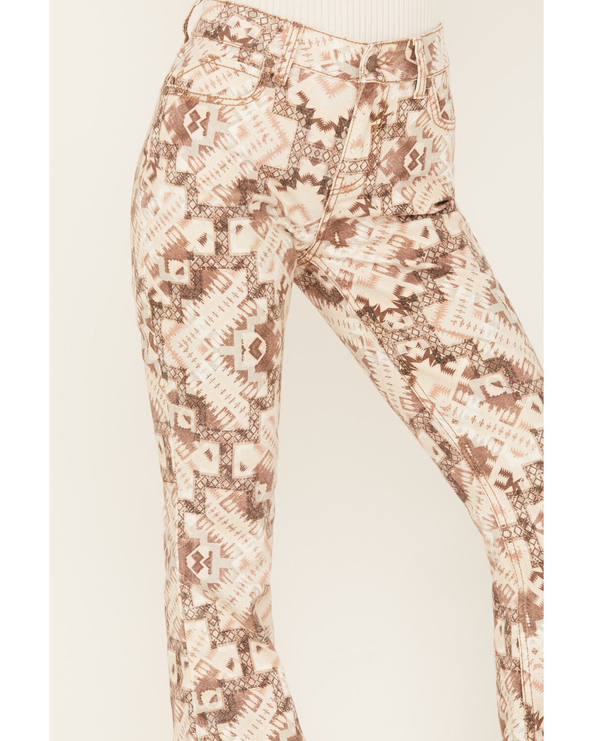 Image #2 - Shyanne Women's High Rise Southwestern Print Stretch Flare Jeans, Grey, hi-res