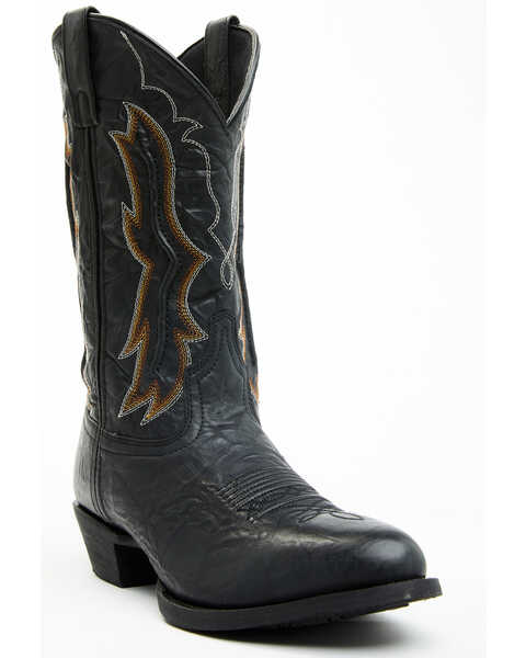Laredo Men's Fancy Stitch Western Boots - Medium Toe , Black, hi-res
