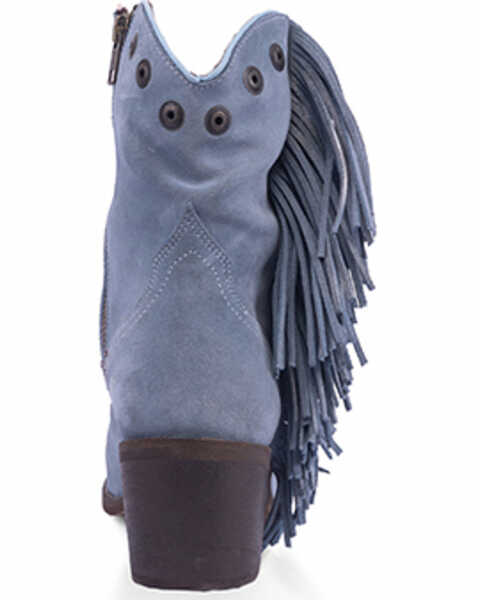 Image #4 - Circle G Women's Studded Suede Fringe Ankle Boots - Round Toe , Blue, hi-res