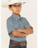 Roper Boys' Amarillo Geo Print Short Sleeve Western Button Down Shirt, Blue, hi-res