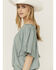 Image #2 - Band Of The Free Women's Solid Short Sleeve Off The Shoulder Blouse, Blue, hi-res