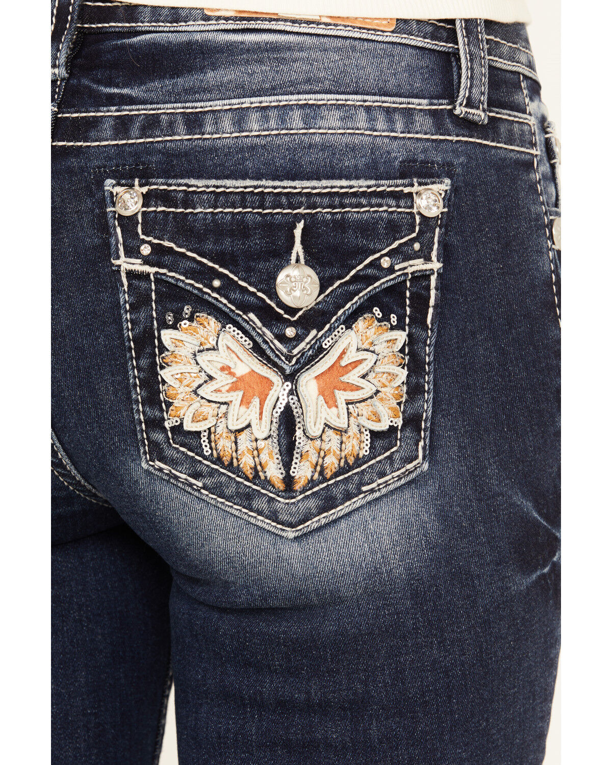 Image #2 - Miss Me Women's Dark Wash Mid Rise Bootcut Stretch Denim Jeans, Dark Wash, hi-res