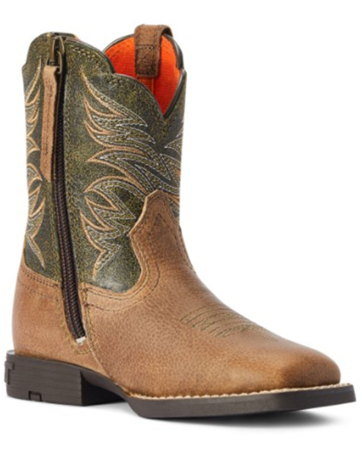 Image #1 - Ariat Boys' Firecatcher Easy Fit Short Western Boots - Broad Square Toe, Brown, hi-res