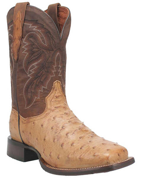 Dan Post Men's Alamosa Full Quill Ostrich Western Performance Boots - Broad Square Toe, Sand, hi-res