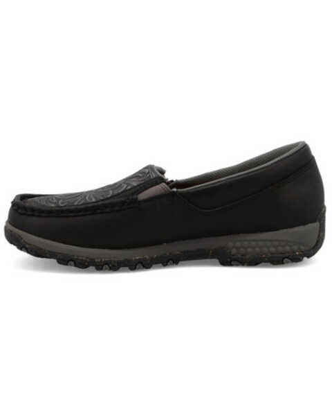 Image #3 -  Twisted X Womens CellStretch Slip-On Casual Tooled Driving Moc, Black, hi-res