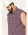 Image #2 - Cody James Men's Plaid Stars Bubba Sleeveless Western Shirt, Navy, hi-res