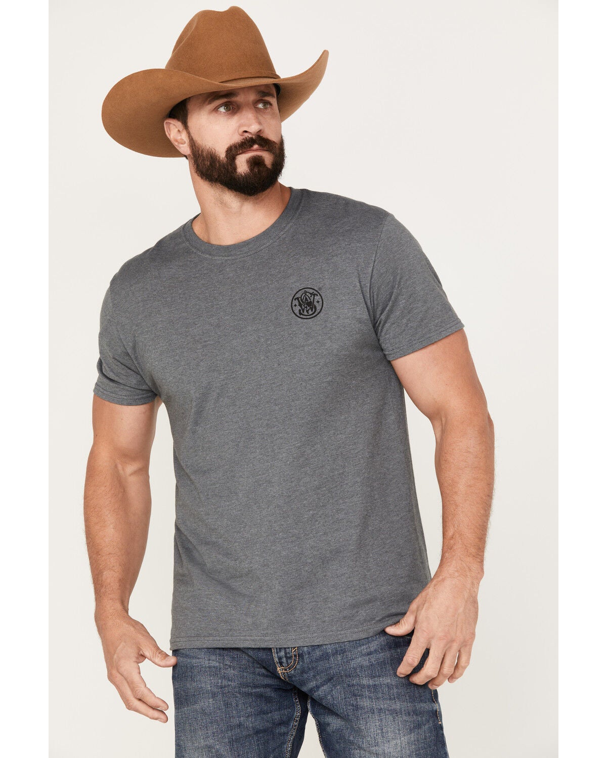 Smith & Wesson Men's Revolver Short Sleeve Graphic T-Shirt, Heather Grey, hi-res